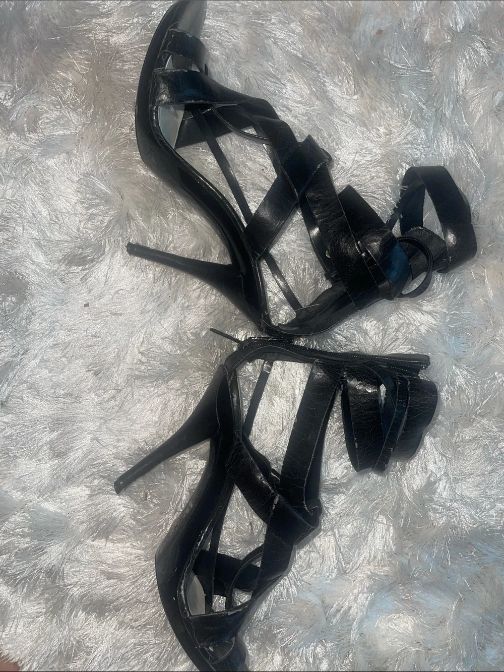 Michael Antonio Black Strappy Stiletto Heels
